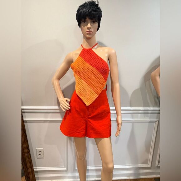 Zara Red High Waist Women Shorts - Picture 1 of 3